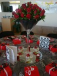 Red roses in Martini vase